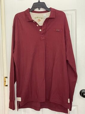 Orvis Long-Sleeve Polo Shirt - Burgundy. Size L